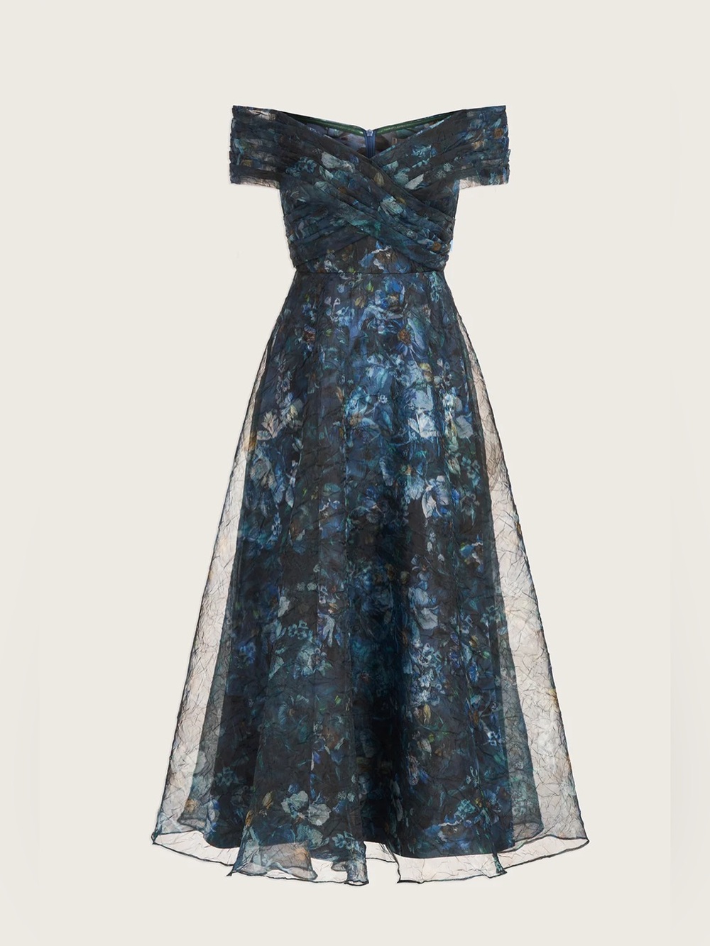 THEIA Auden Off Shoulder Midi Dress | 8 NWT Alfresco Floral - Picture 4 of 15